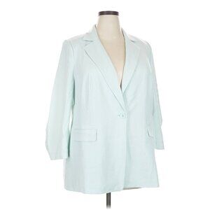 Lane Bryant The Perfect Drape One Button Blazer Aqua Blue 14